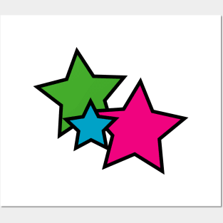 Stars Neon Colors Pink Blue Green Posters and Art